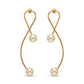 Double Pearl Open Hoop Earrings - 18K Gold Plated