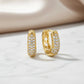 Click Thick Oval Hoops Studded Zirconia Earrings - 18K Gold Plated