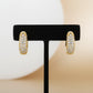 Click Thick Oval Hoops Studded Zirconia Earrings - 18K Gold Plated