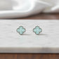 Blue Lucky Clover Earrings - White Rhodium Plated