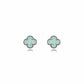 Blue Lucky Clover Earrings - White Rhodium Plated