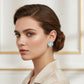 Blue Lucky Clover Earrings - White Rhodium Plated