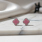 Pink Lucky Clover Earrings - White Rhodium Plated