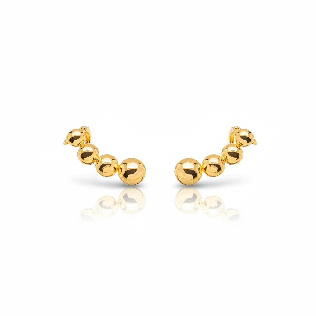Ear Cuff Balls Stud Earrings - 18K Gold Plated