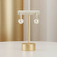 Pavé Hoop Square Earrings with Pearl Drop - 18K Gold Plated