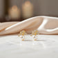 Studded Zirconia Bow and Pearl Earrings - 18K Gold Plated