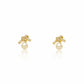 Studded Zirconia Bow and Pearl Earrings - 18K Gold Plated