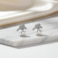 Studded Zirconia Bow and Pearl Earrings - White Rhodium Plated