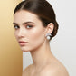 Studded Zirconia Bow and Pearl Earrings - White Rhodium Plated