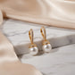 Pavé Hoop Earrings with Pearl Drop - 18K Gold Plated
