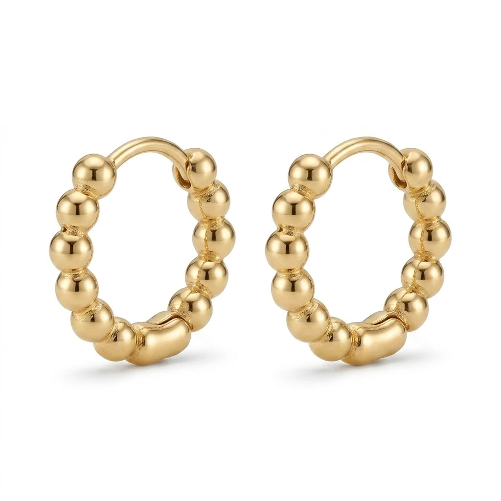 Click Tiny Balls Hoops Earrings - 18K Gold Plated