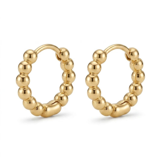 Click Tiny Balls Hoops Earrings - 18K Gold Plated
