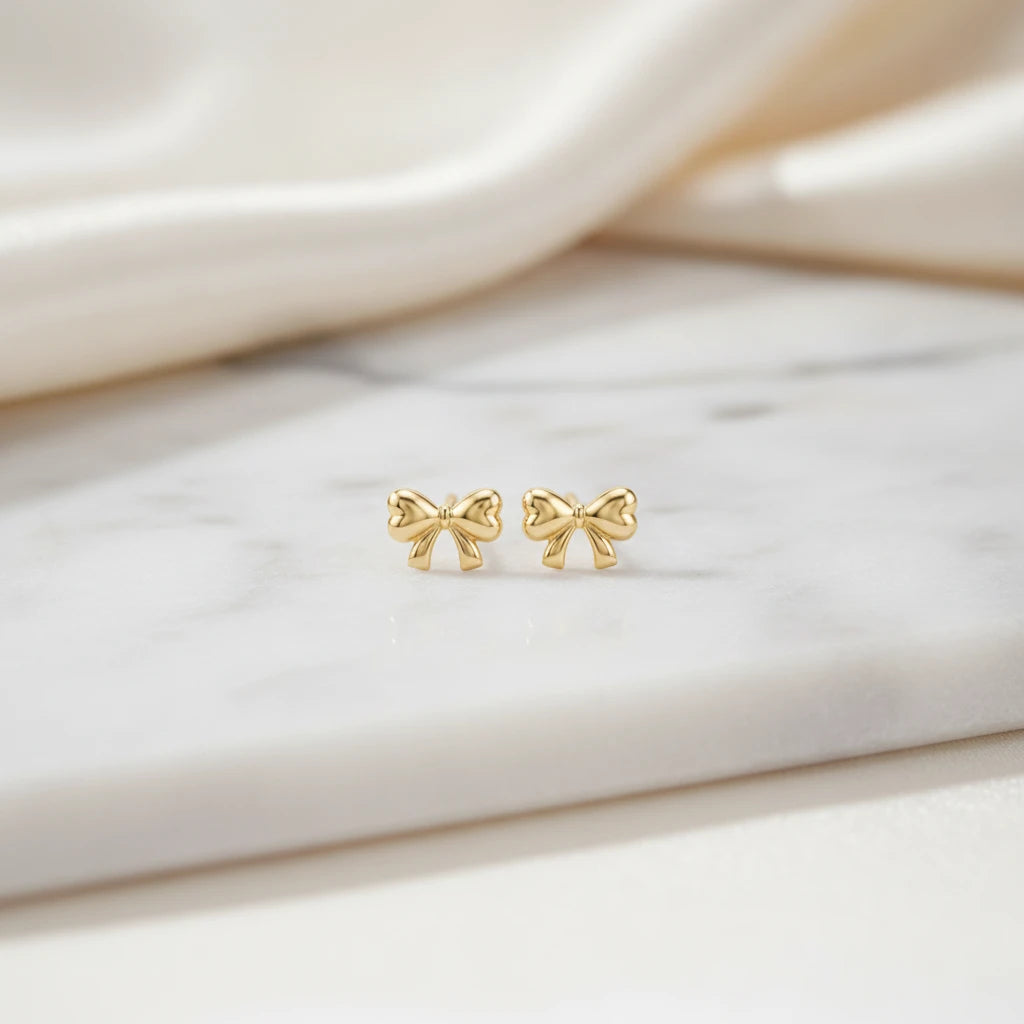 Delicate Bow Kids Earrings - 18K Gold Plated