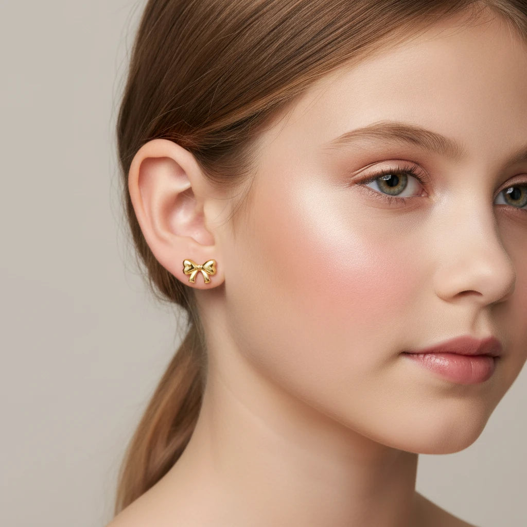 Delicate Bow Kids Earrings - 18K Gold Plated