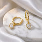 Hoops Dangling Studded Zirconia Heart Earrings - 18K Gold Plated