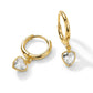 Hoops Dangling Studded Zirconia Heart Earrings - 18K Gold Plated