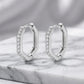 Hexagonal Click Hoops Earrings - White Rhodium Plated