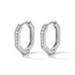 Hexagonal Click Hoops Earrings - White Rhodium Plated