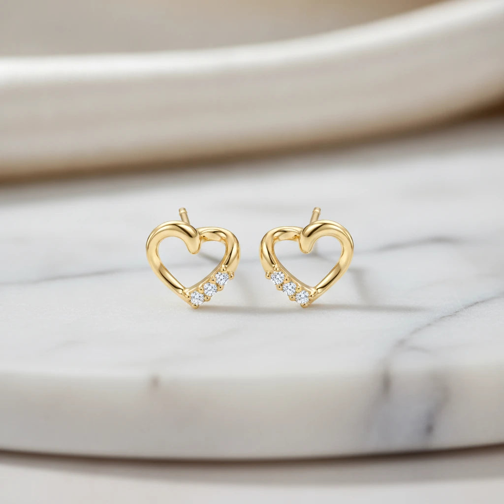 Delicate Heart Kids Earrings - 18K Gold Plated
