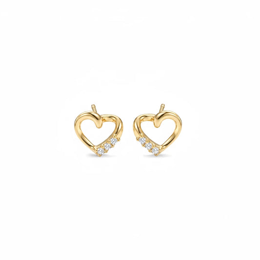 Delicate Heart Kids Earrings - 18K Gold Plated