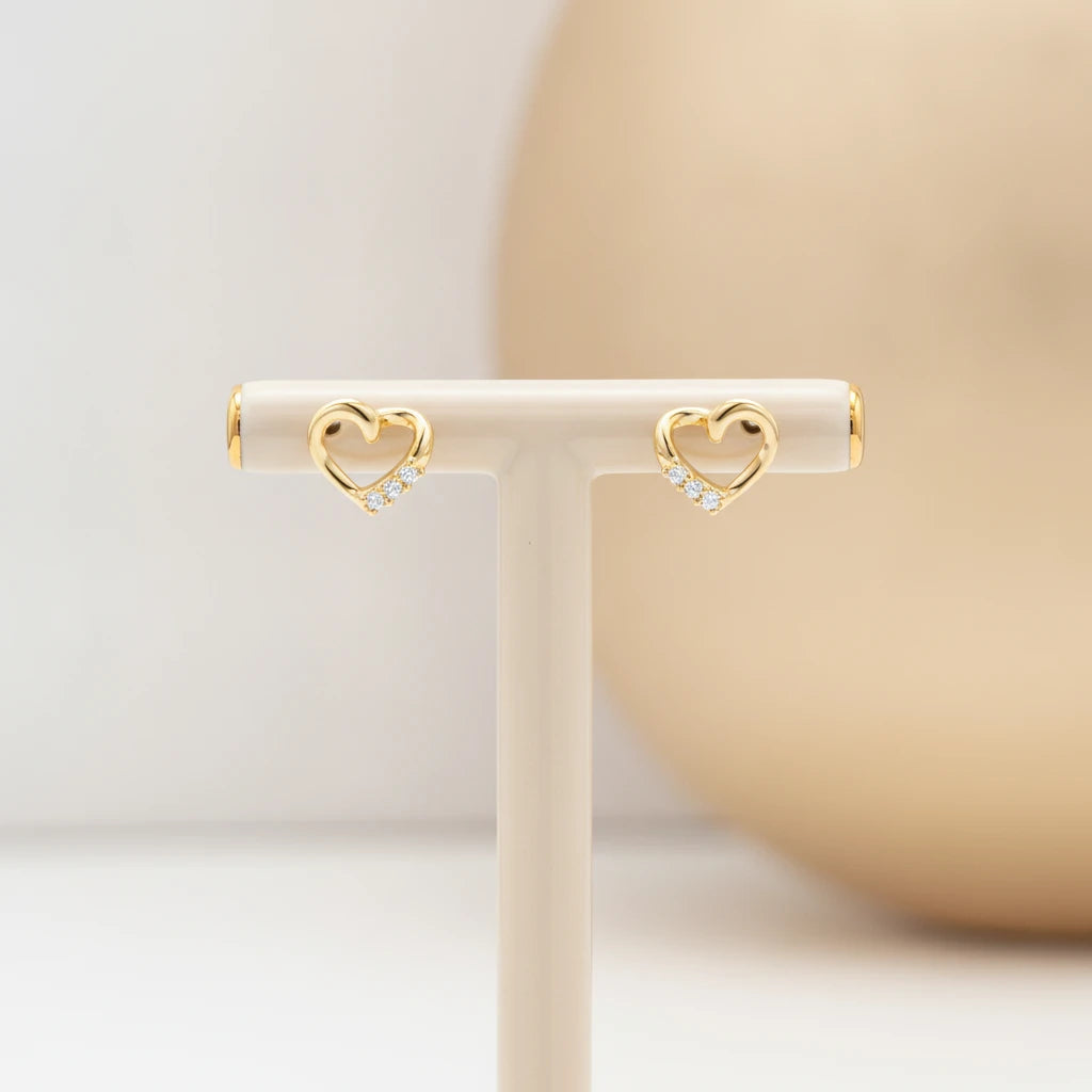 Delicate Heart Kids Earrings - 18K Gold Plated