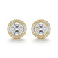 Round Studded Zirconia Stud Earrings - 18K Gold Plated