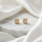 Clover Studded Zirconia Stud Earrings - 18K Gold Plated