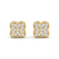 Clover Studded Zirconia Stud Earrings - 18K Gold Plated