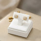 Clover Studded Zirconia Stud Earrings - 18K Gold Plated