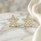 Delicate Flower Studded Zirconia Earrings - 18K Gold Plated