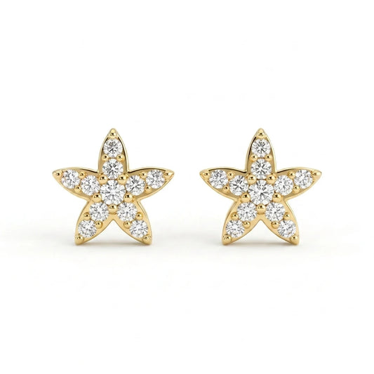 Delicate Star Studded Zirconia Earrings - 18K Gold Plated