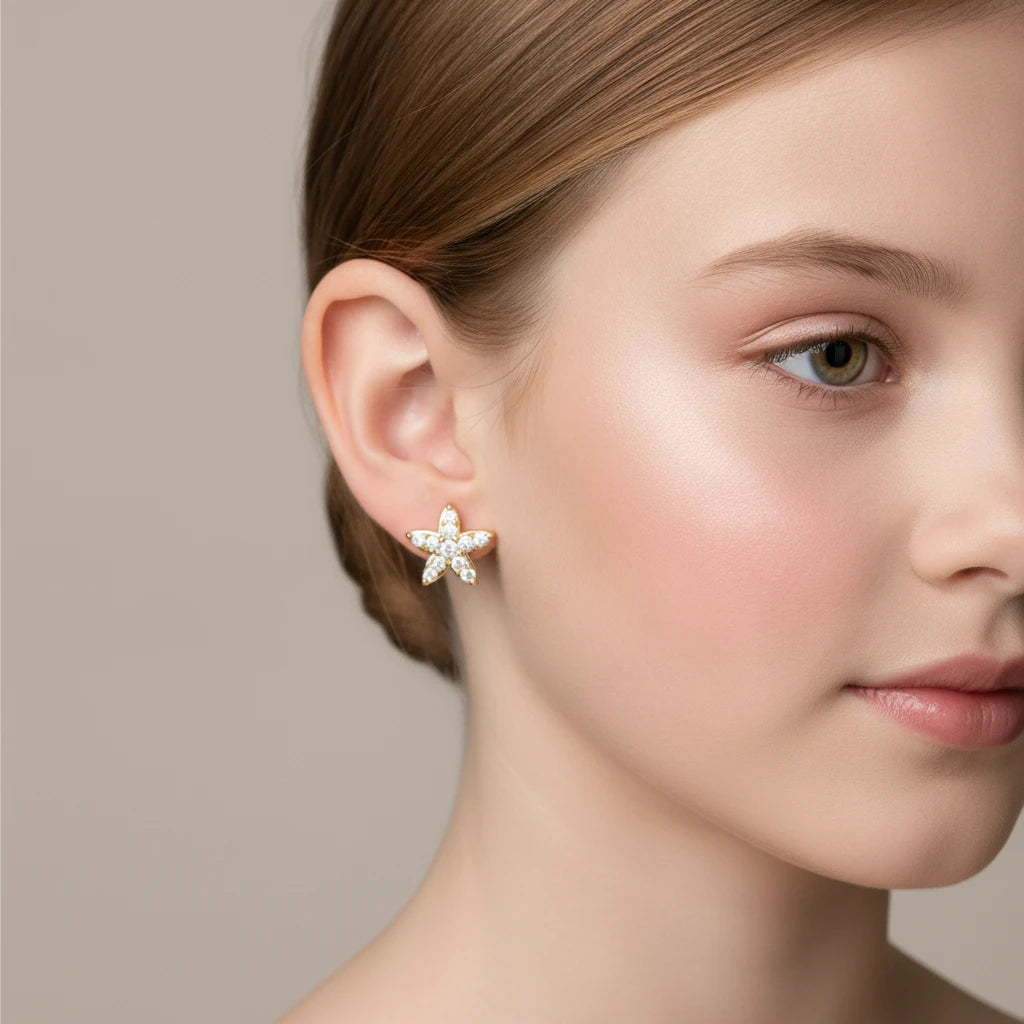 Delicate Star Studded Zirconia Earrings - 18K Gold Plated