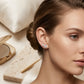 Delicate Teardrop Studded Zirconia Stud Earrings - White Rhodium Plated