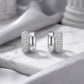 Parallel Studded Zirconia Stud Earrings - White Rhodium Plated