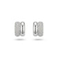 Parallel Studded Zirconia Stud Earrings - White Rhodium Plated