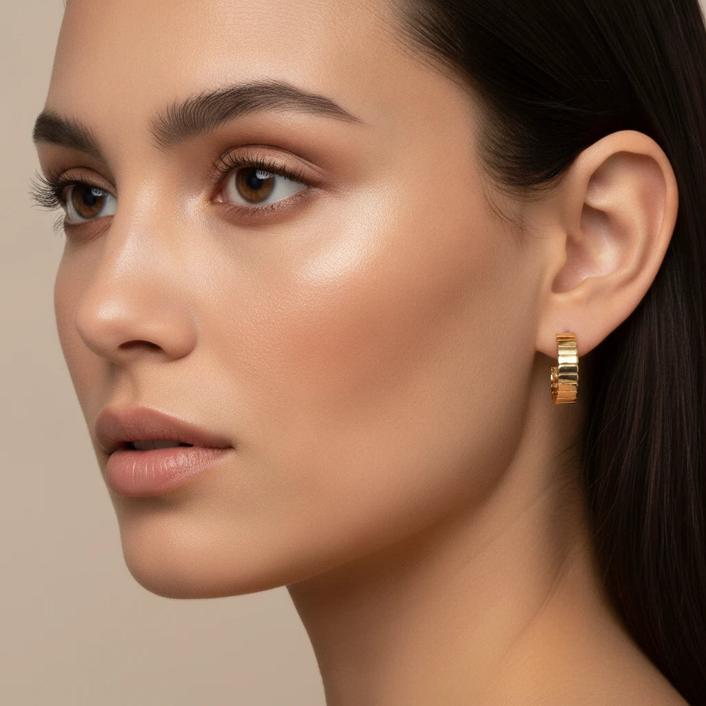 Groove Hoops Earrings - 18K Gold Plated