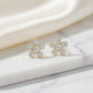Pave Flower Stud Earrings - 18K Gold Plated