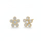 Pave Flower Stud Earrings - 18K Gold Plated