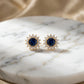 Round Blue Zirconia Earrings - 18K Gold Plated