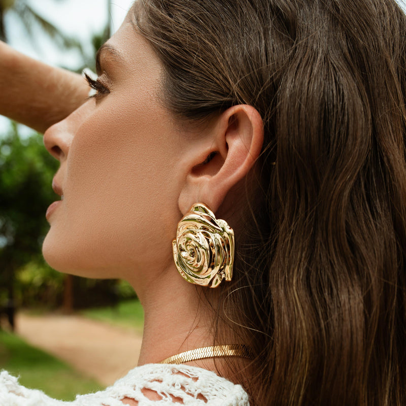 18K Gold Plated Maxi Flower Earrings