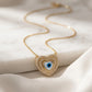 Evil Eye Studded Zirconia Heart Shape Necklace - 18K Gold Plated