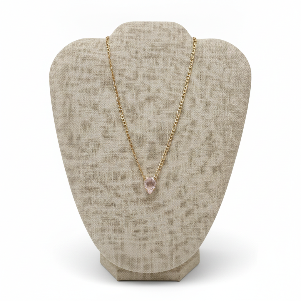 Teardrop Stone Pendant Necklace - 18K Gold Plated
