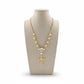 Religious Pearls, Teardrop Stone and Cross Pendant Necklace - 18K Gold Plated