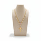 Religious Pearls, Teardrop Stone and Cross Pendant Necklace - 18K Gold Plated