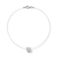 Round Cubic Zirconia in Nylon Necklace - White Rhodium Plated