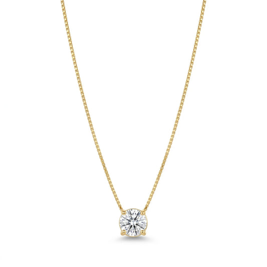 Round Cubic Zirconia Necklace - 18K Gold Plated