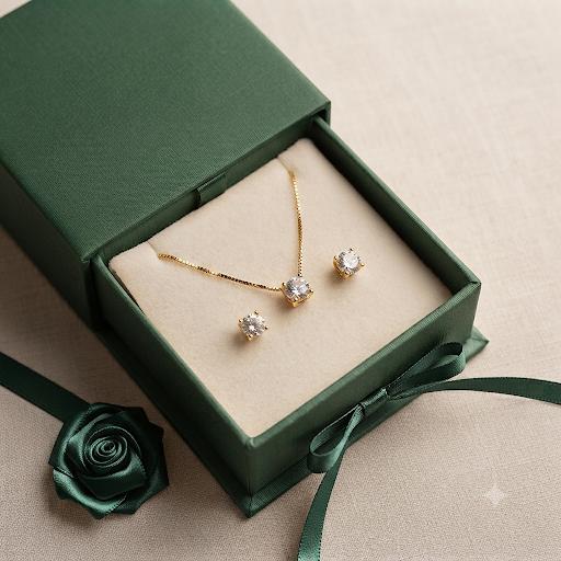 Round Cubic Zirconia Necklace - 18K Gold Plated