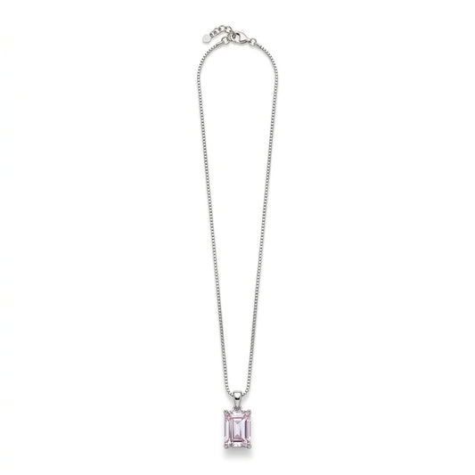 Rectangle-cut Cubic Zirconia Necklace - White Rhodium Plated