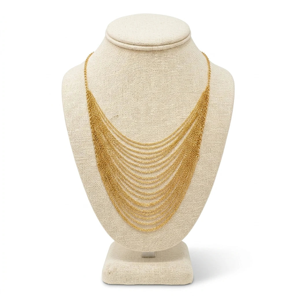 18K Gold Plated Links 20 Parallel Chains Necklace