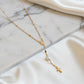 Small Cross Catholic Rosary Necklace - 18K Gold Plated
